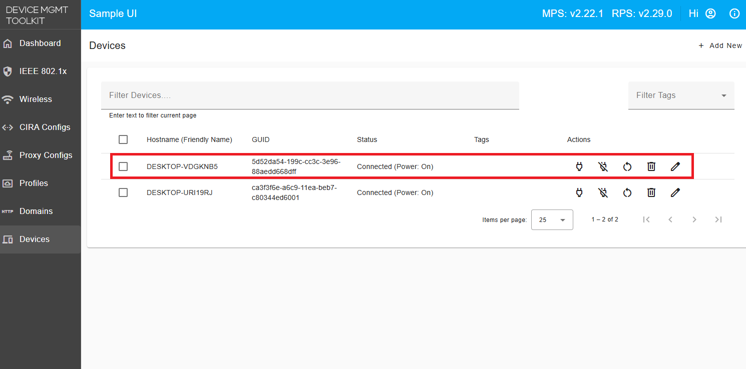 Figure 3: Device connected to MPS
